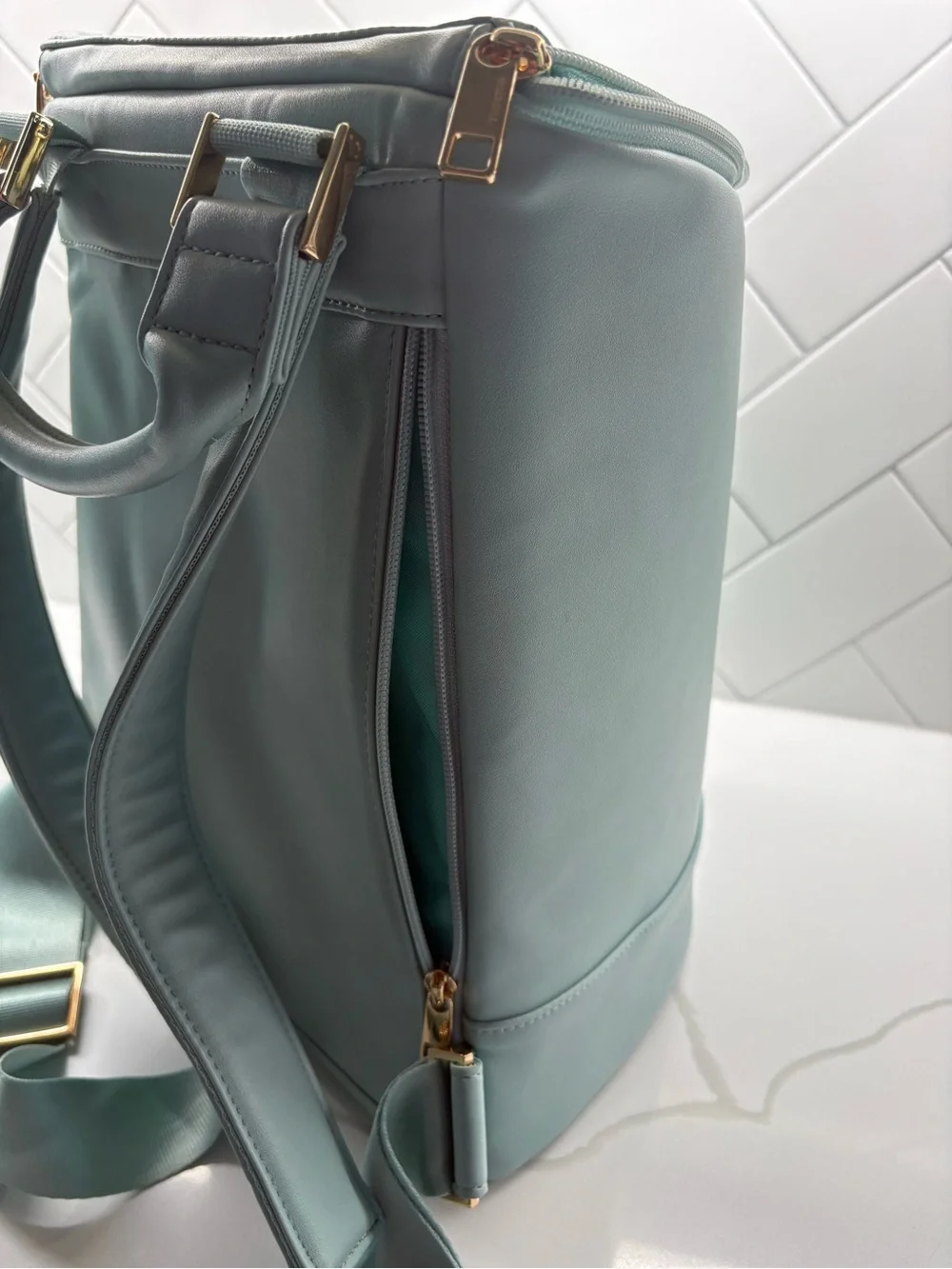 Corkcicle Mint Green Insulated Bottle Carrier with Strap